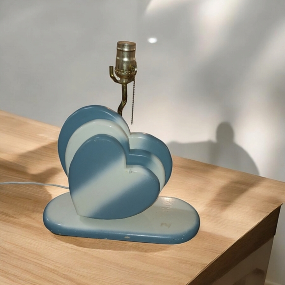 Table Lamp Heart Wood MCM Vintage